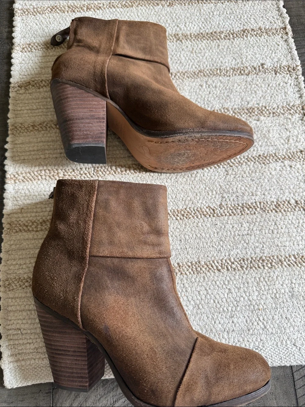 rag & bone Block Heel Brown Suede Ankle Boot 39 US 9